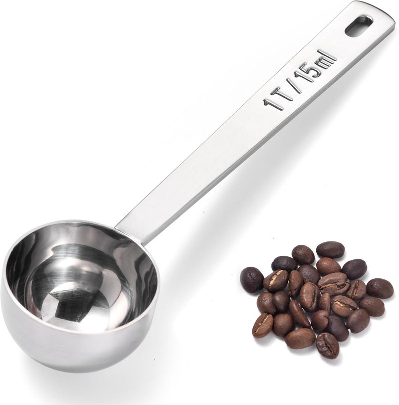 Doosu 18/8 Stainless Steel Coffee Scoop, Food-Grade Metal Measuring Spoon with 4.3in Long Handle, Tablespoon Scooper for Coffee Beans, Ground Coffee, Espresso, Protein Powders, Tea, Sugar (1 Tbsp) - Image 1
